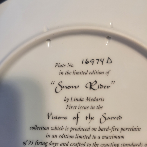 VTG Bradford Exchange 1993 "Snow Rider" limited ed. Collection plate w/certific. - Picture 12 of 13